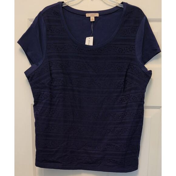 NWT Dressbarn Blue Pullover Short Sleeve Shirt Size 1X - Picture 4 of 13